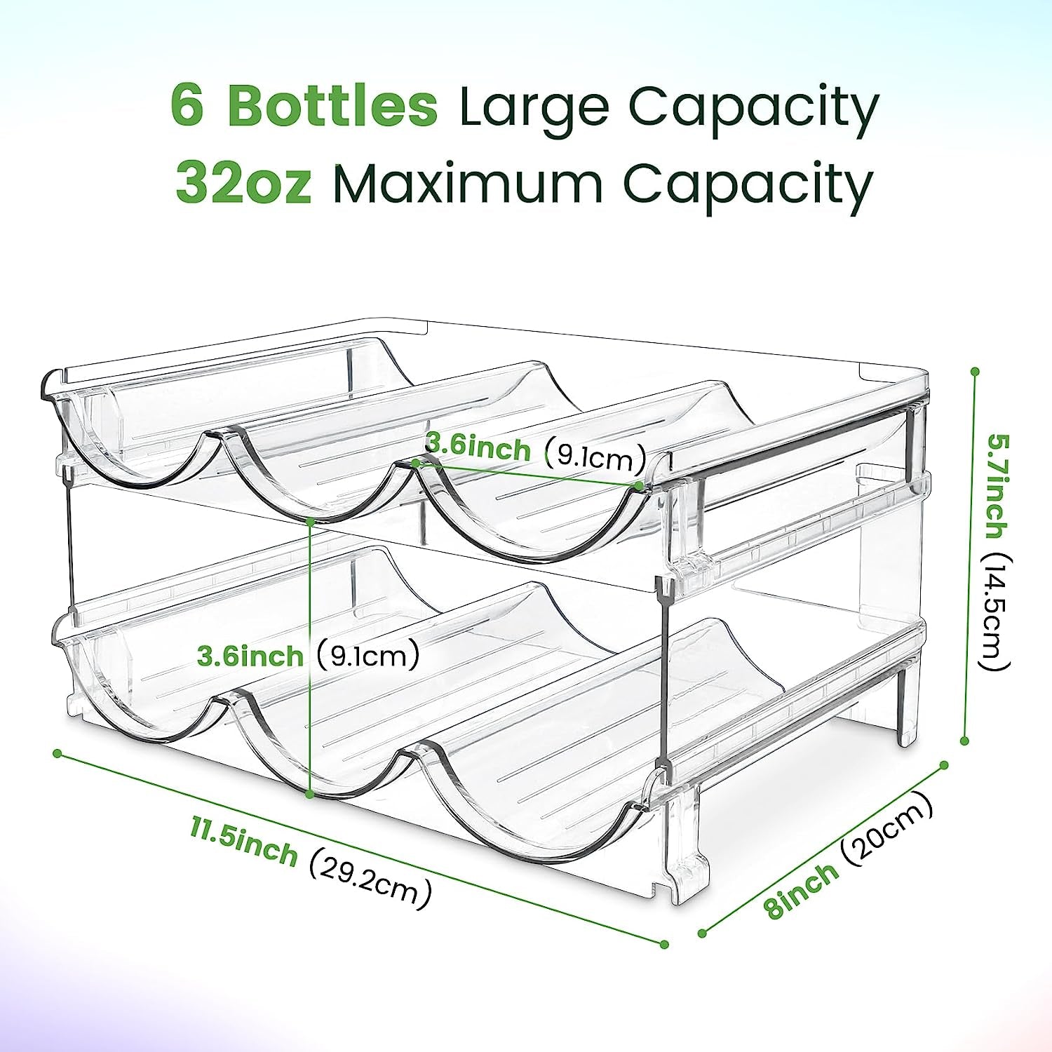 Water Bottle Cabinet Organizer - Set of 2 Stackable Storage Racks