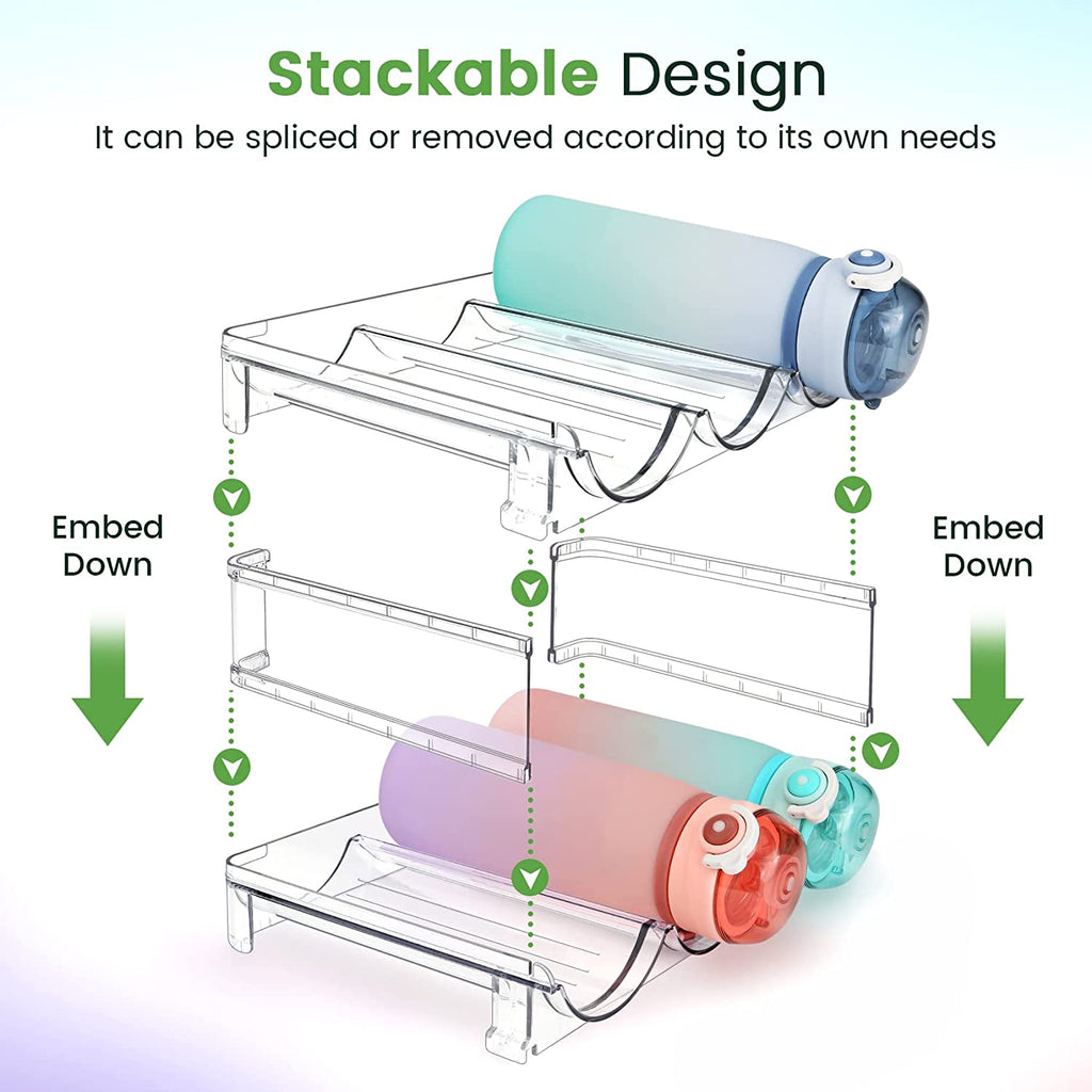 Water Bottle Cabinet Organizer - Set of 2 Stackable Storage Racks